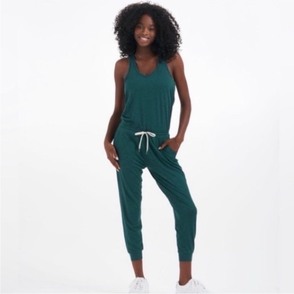 Vuori Women's Lux Jumpsuit Green Size Small Racerback Stretch Soft Comfy Lounge